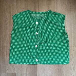 Vintage 80s Green Polka Dot Blouse
